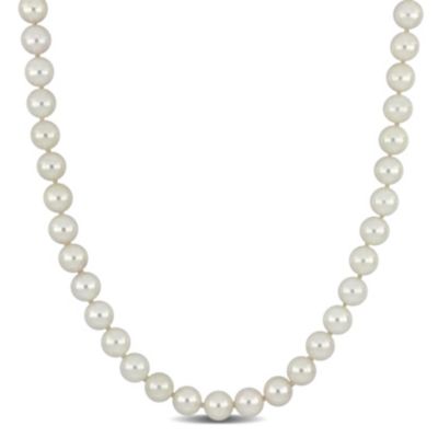 Belk & Co 6.5-7mm Japanese Akoya Cultured Pearl Necklace with 14K Yellow Gold Fisheye Clasp, 18 in