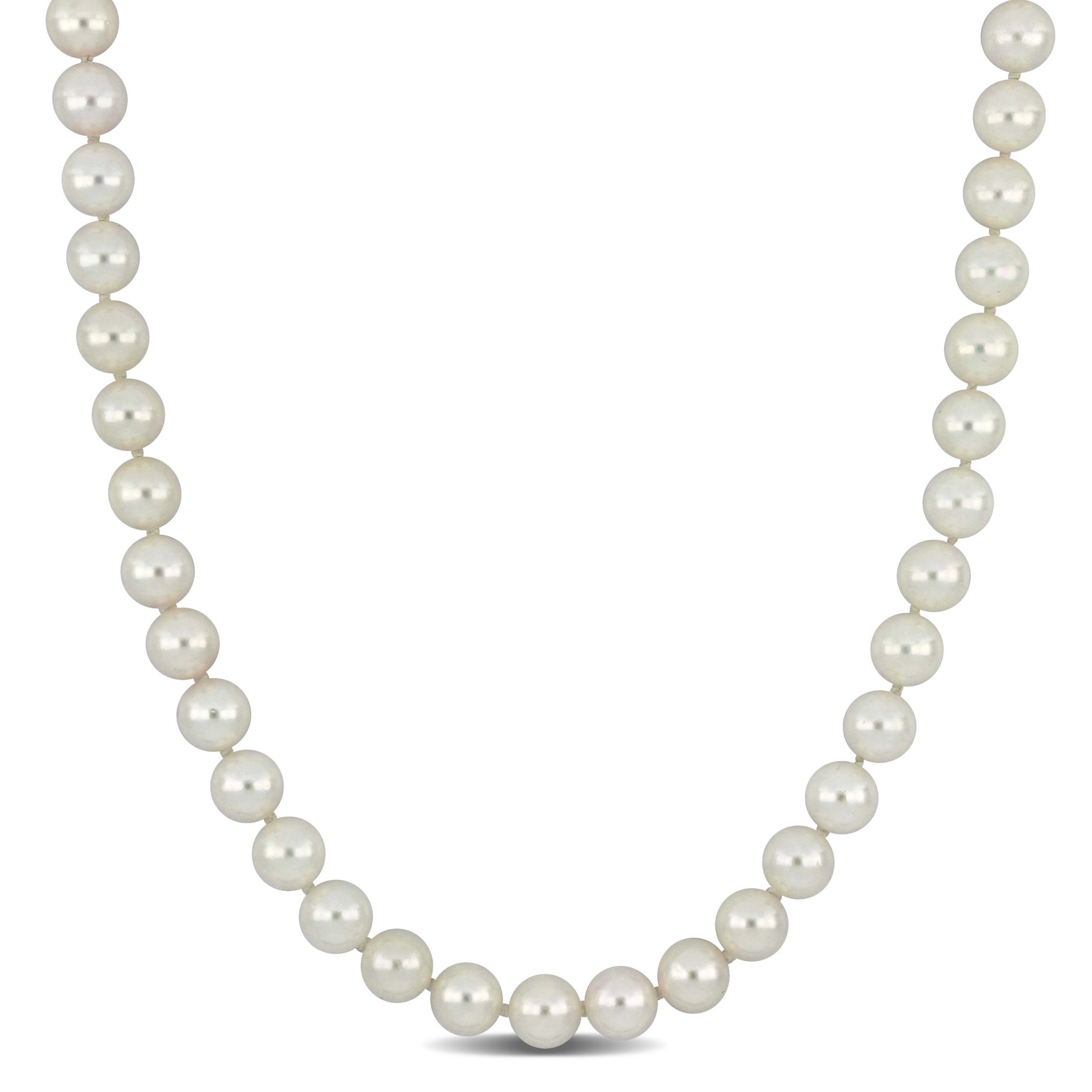 6.5-7mm Japanese Akoya Cultured Pearl Necklace with 14K Yellow Gold Fisheye Clasp