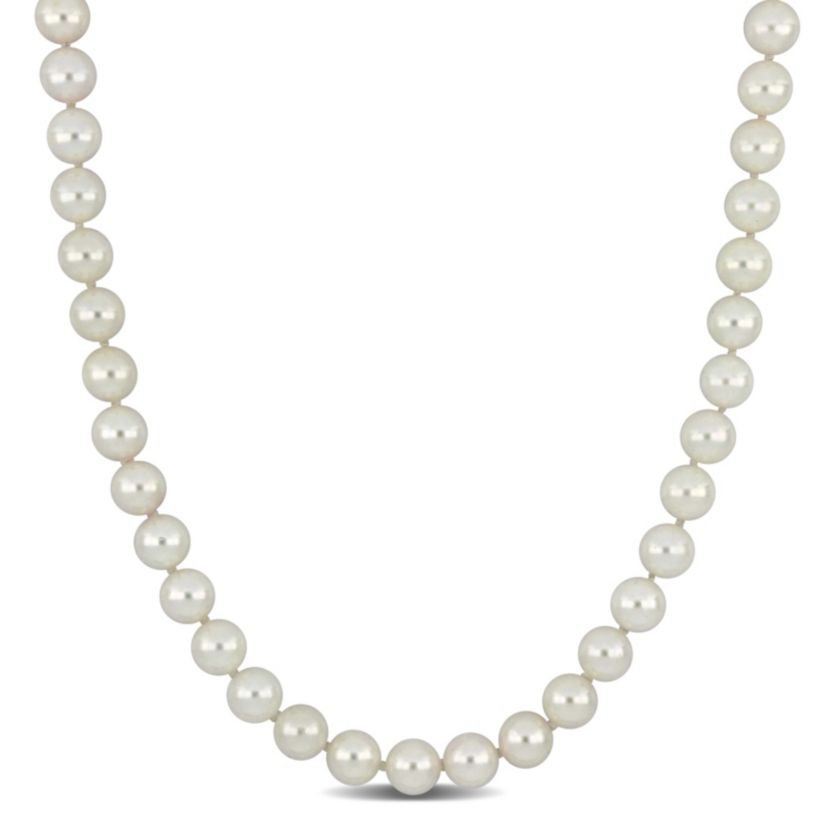 6.5-7mm Japanese Akoya Cultured Pearl Necklace with 14K Yellow Gold Fisheye Clasp