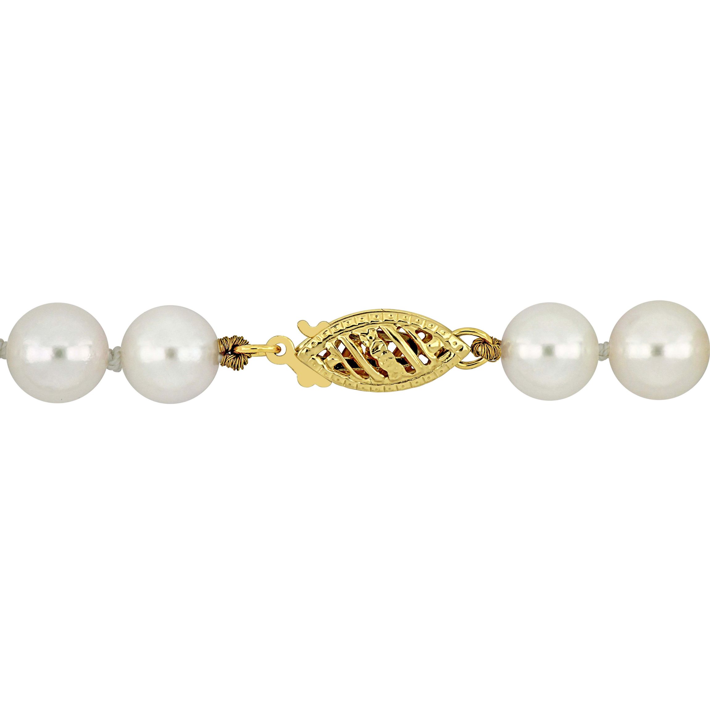 6.5-7mm Japanese Akoya Cultured Pearl Necklace with 14K Yellow Gold Fisheye Clasp