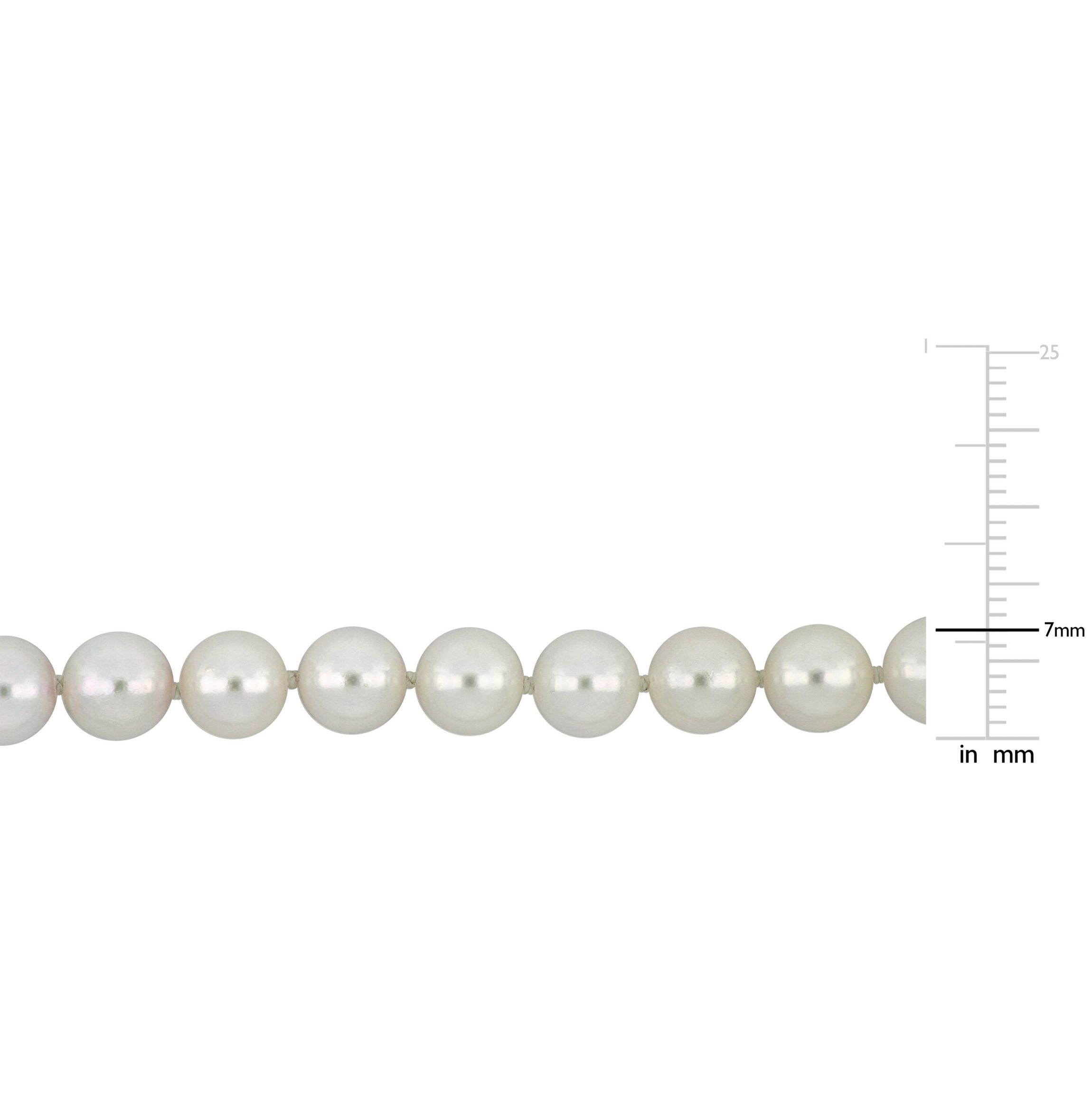 6.5-7mm Japanese Akoya Cultured Pearl Necklace with 14K Yellow Gold Fisheye Clasp
