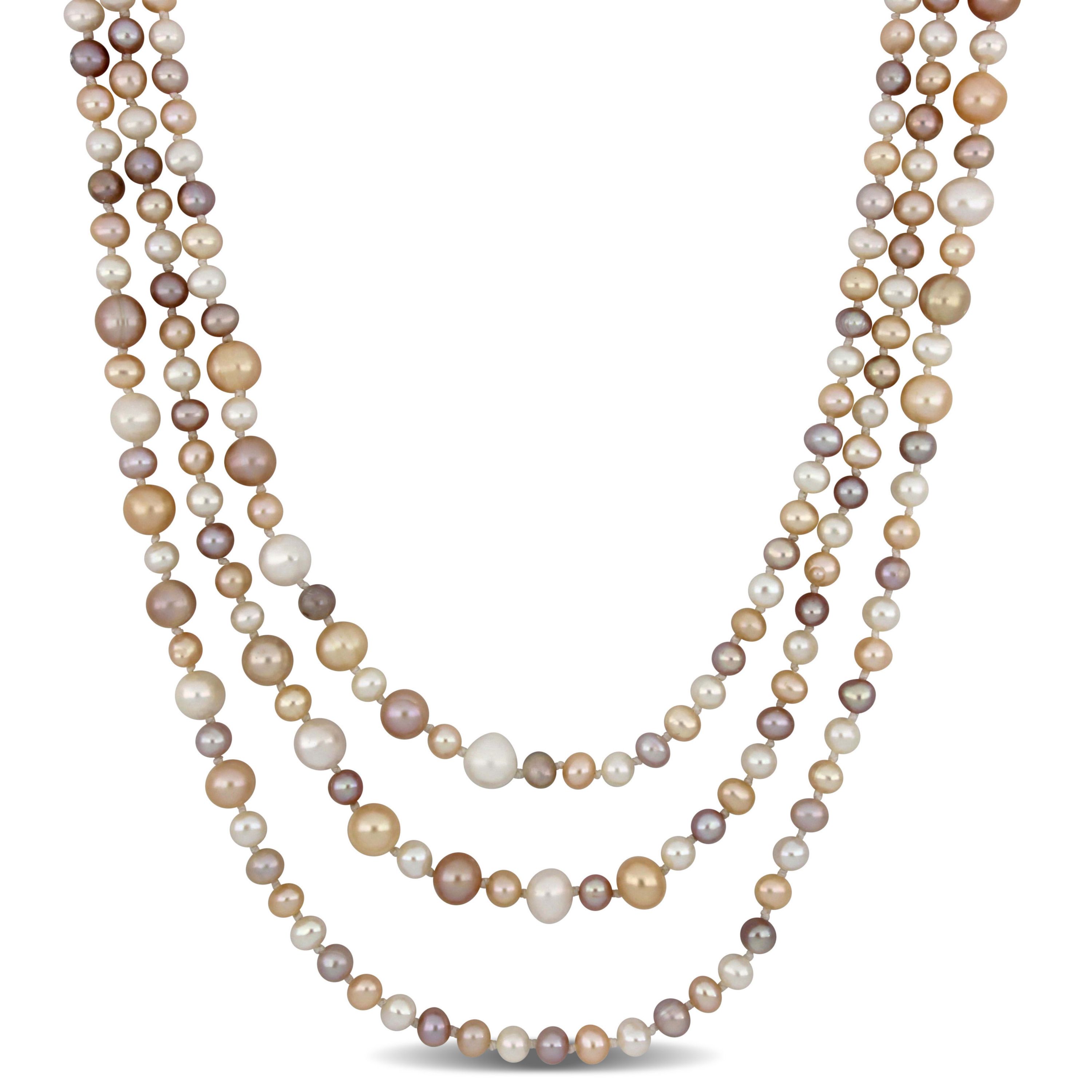 7.5-8mm Multi-Color Freshwater Cultured Pearl Endless Necklace