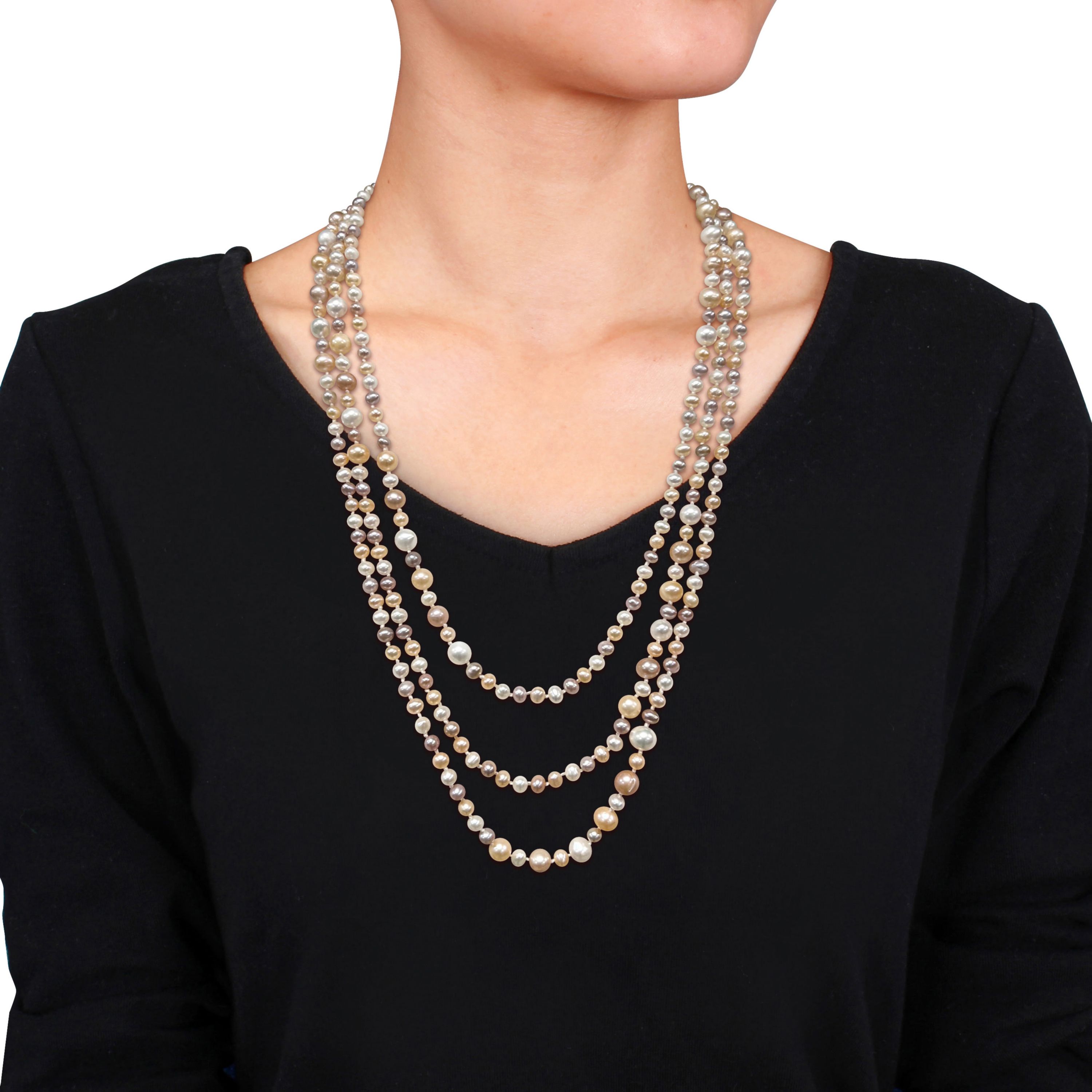 7.5-8mm Multi-Color Freshwater Cultured Pearl Endless Necklace