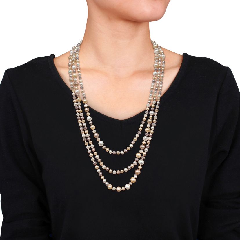 7.5-8mm Multi-Color Freshwater Cultured Pearl Endless Necklace