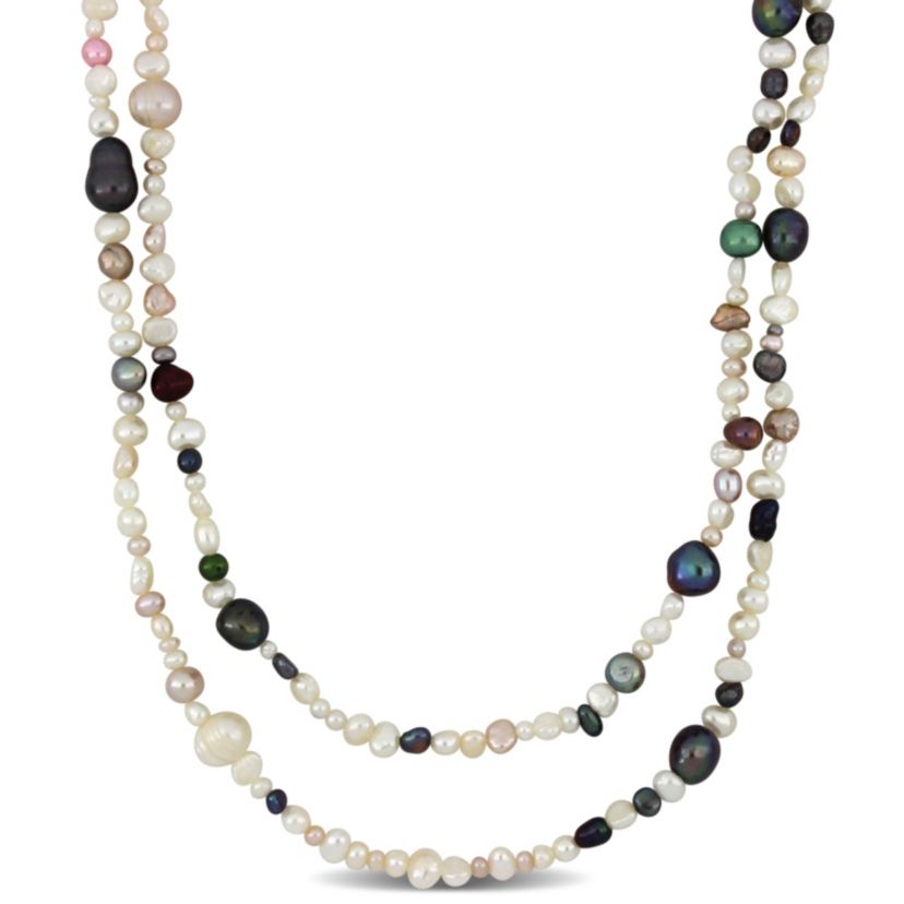 3-9mm Multi-Color  Freshwater Cultured Pearl Endless Necklace