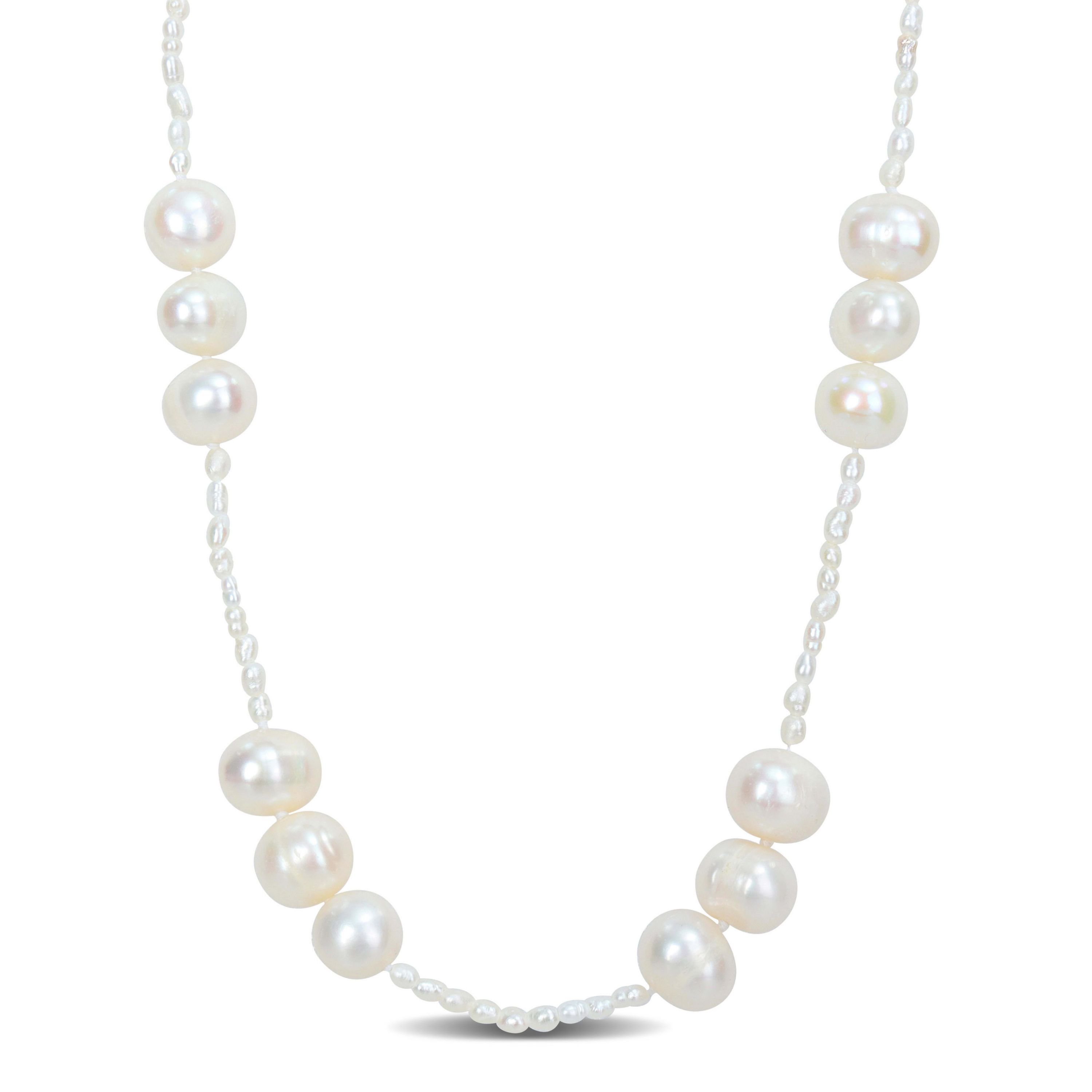 2-8mm Freshwater Cultured Pearl Station Endless Necklace