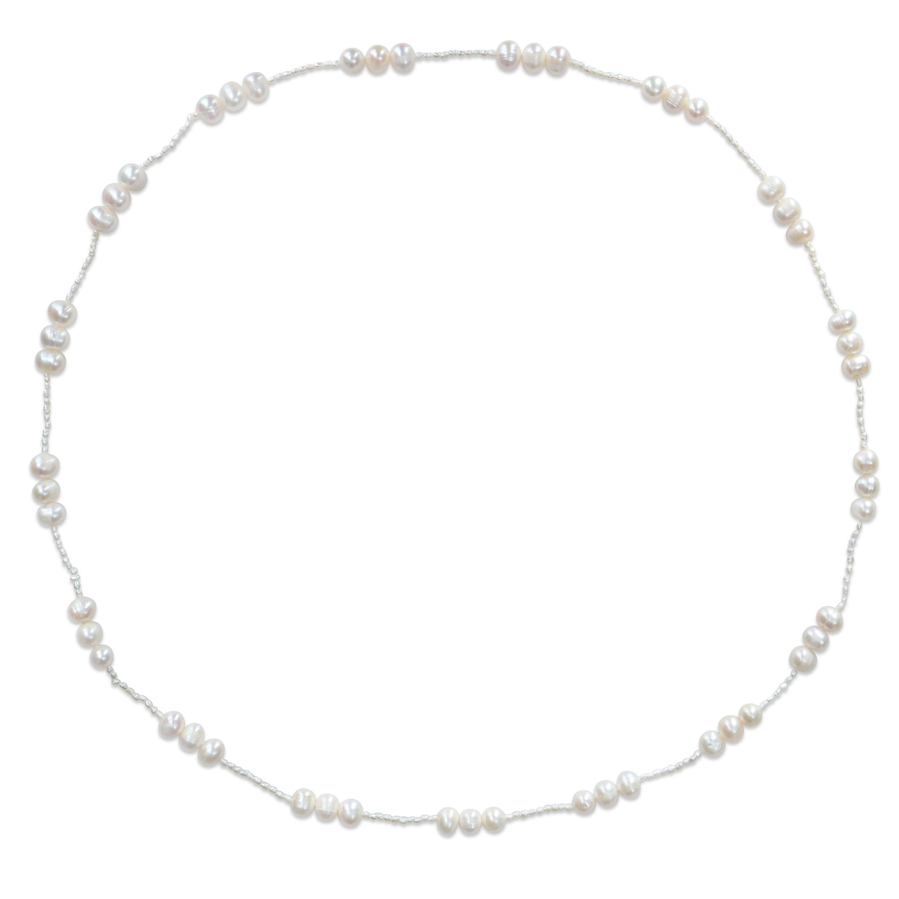 2-8mm Freshwater Cultured Pearl Station Endless Necklace