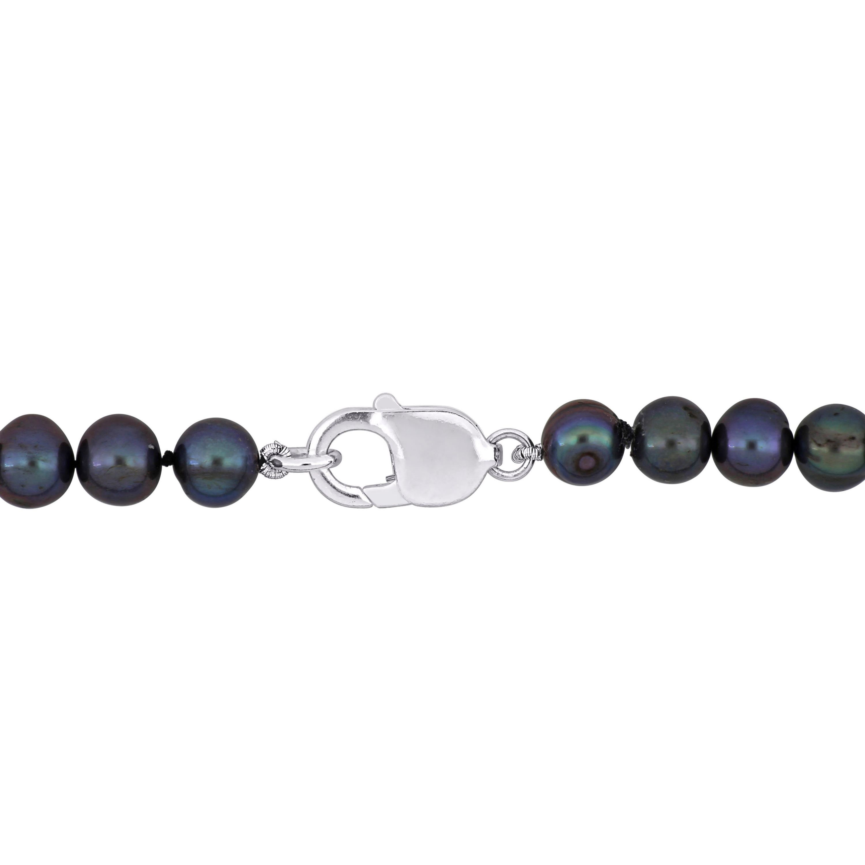 8-8.5mm Black Freshwater Cultured Pearl Anklet with Sterling Silver Lobster Clasp
