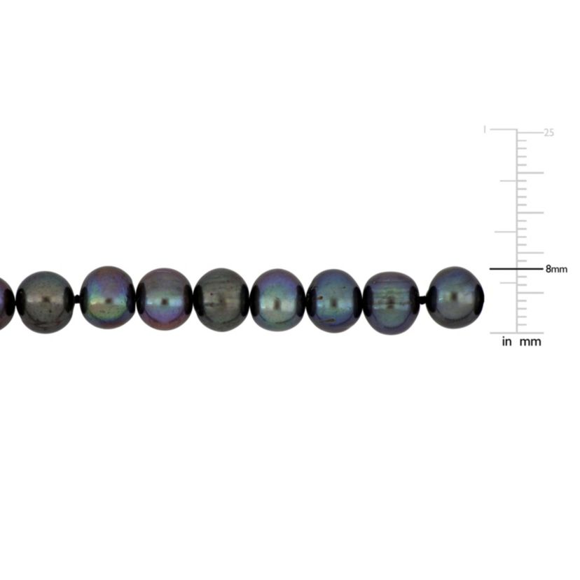 8-8.5mm Black Freshwater Cultured Pearl Anklet with Sterling Silver Lobster Clasp