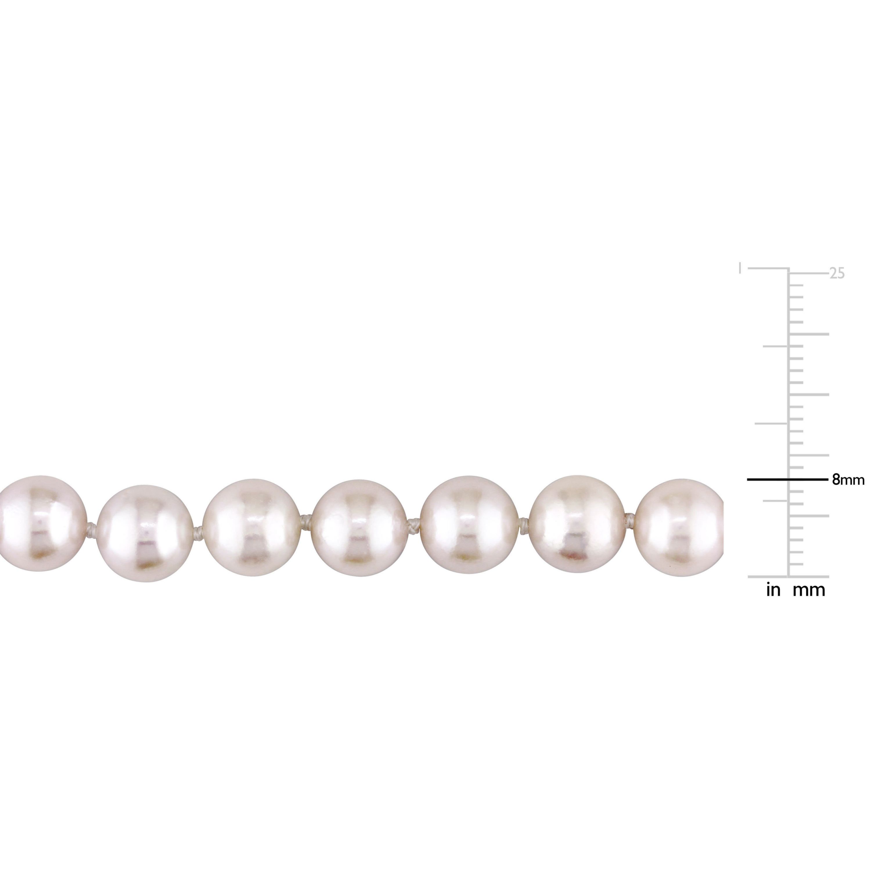 8-8.5mm Japanese Akoya Cultured Pearl Necklace with 14K Yellow Gold Fisheye Clasp