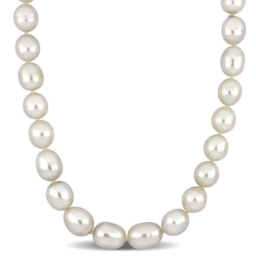 9-12mm South Sea Cultured Pearl Necklace with 14K Yellow Gold Ball Clasp
