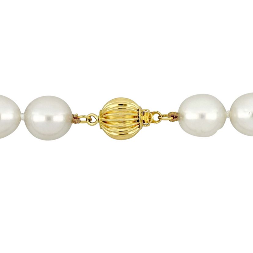 9-12mm South Sea Cultured Pearl Necklace with 14K Yellow Gold Ball Clasp