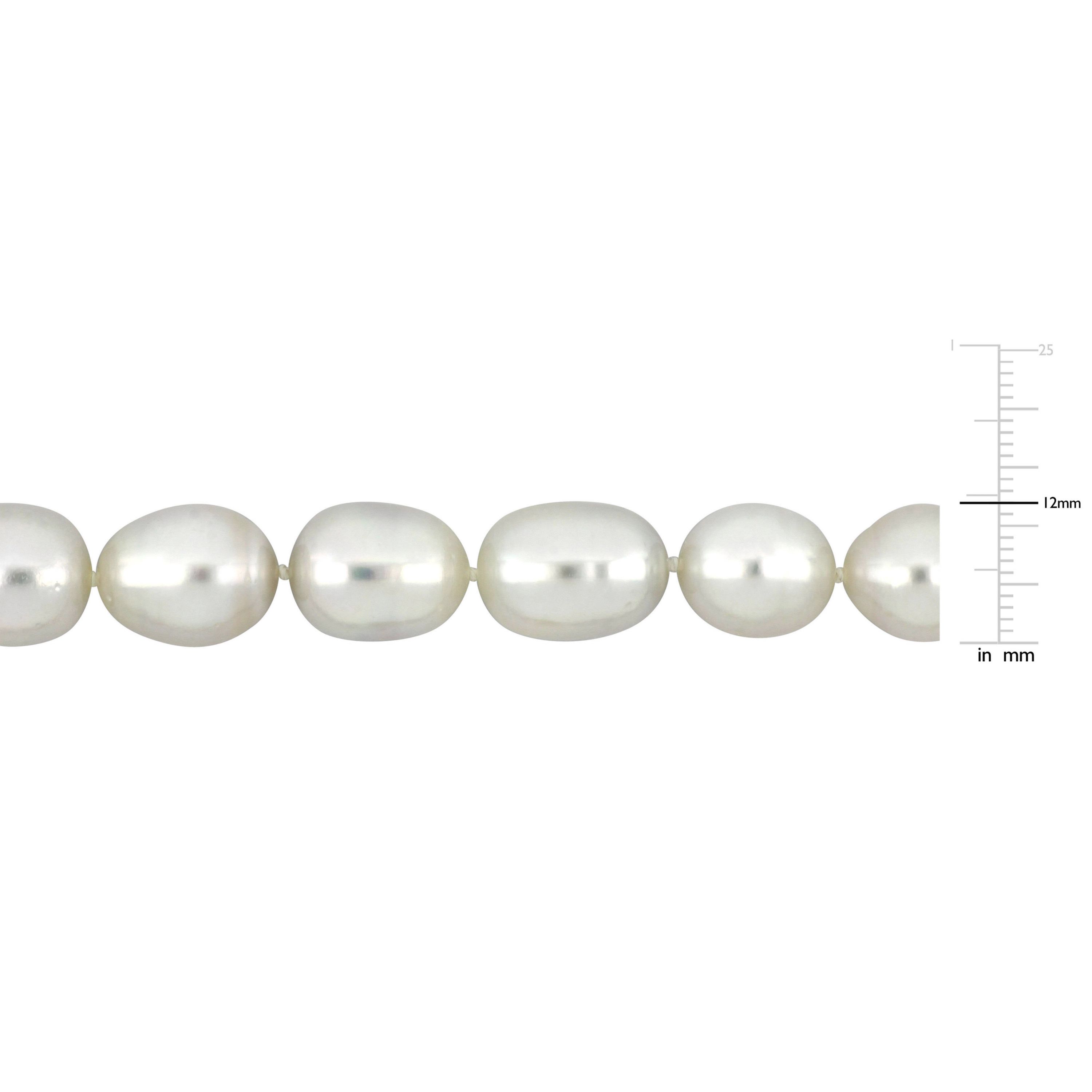 9-12mm South Sea Cultured Pearl Necklace with 14K Yellow Gold Ball Clasp