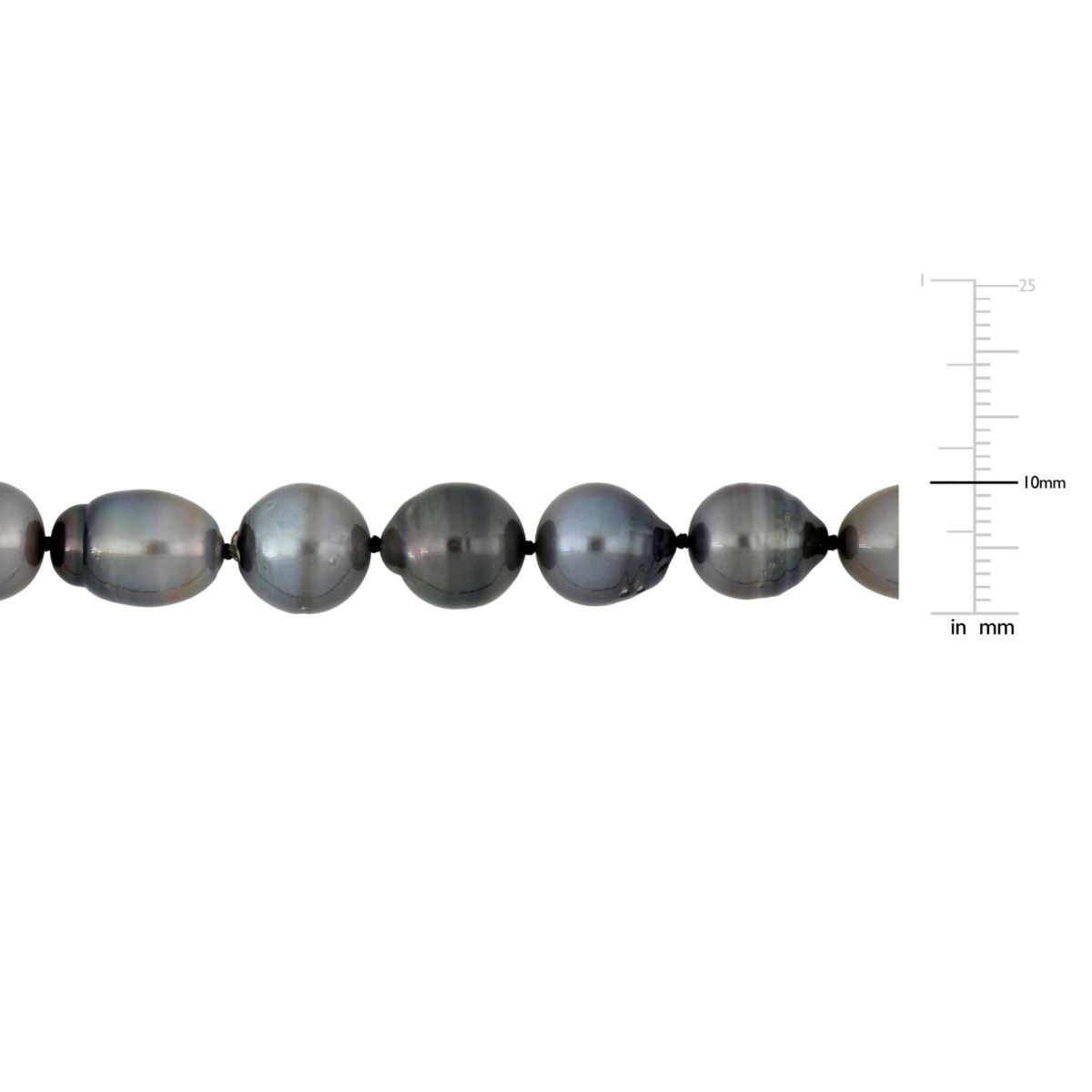 8-11mm Black Tahitian Cultured Pearl Necklace with Sterling Silver Ball Clasp