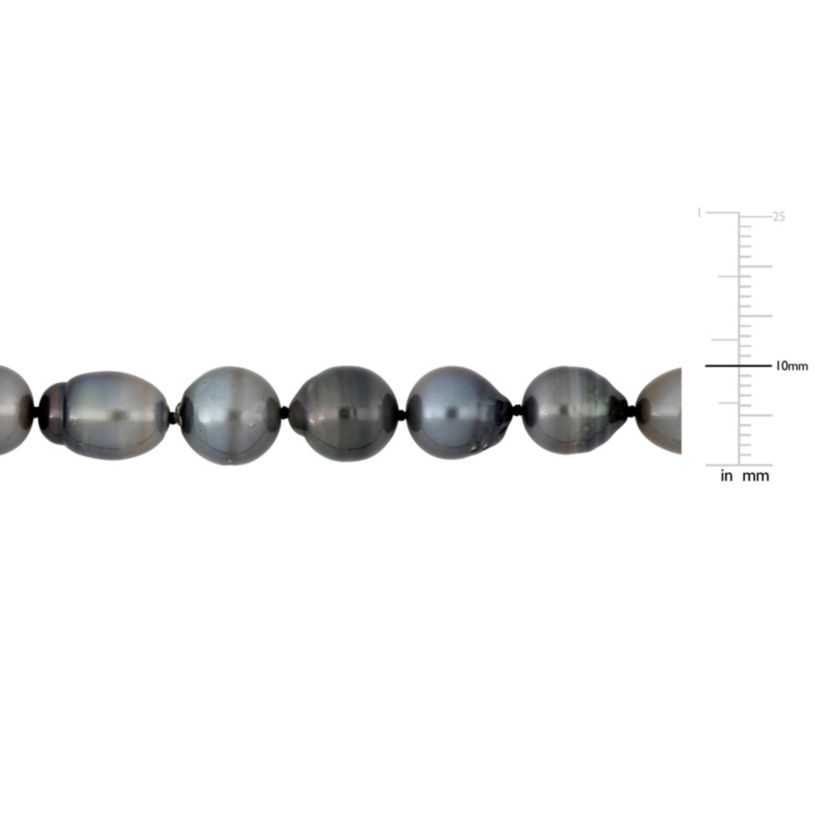 8-11mm Black Tahitian Cultured Pearl Necklace with Sterling Silver Ball Clasp