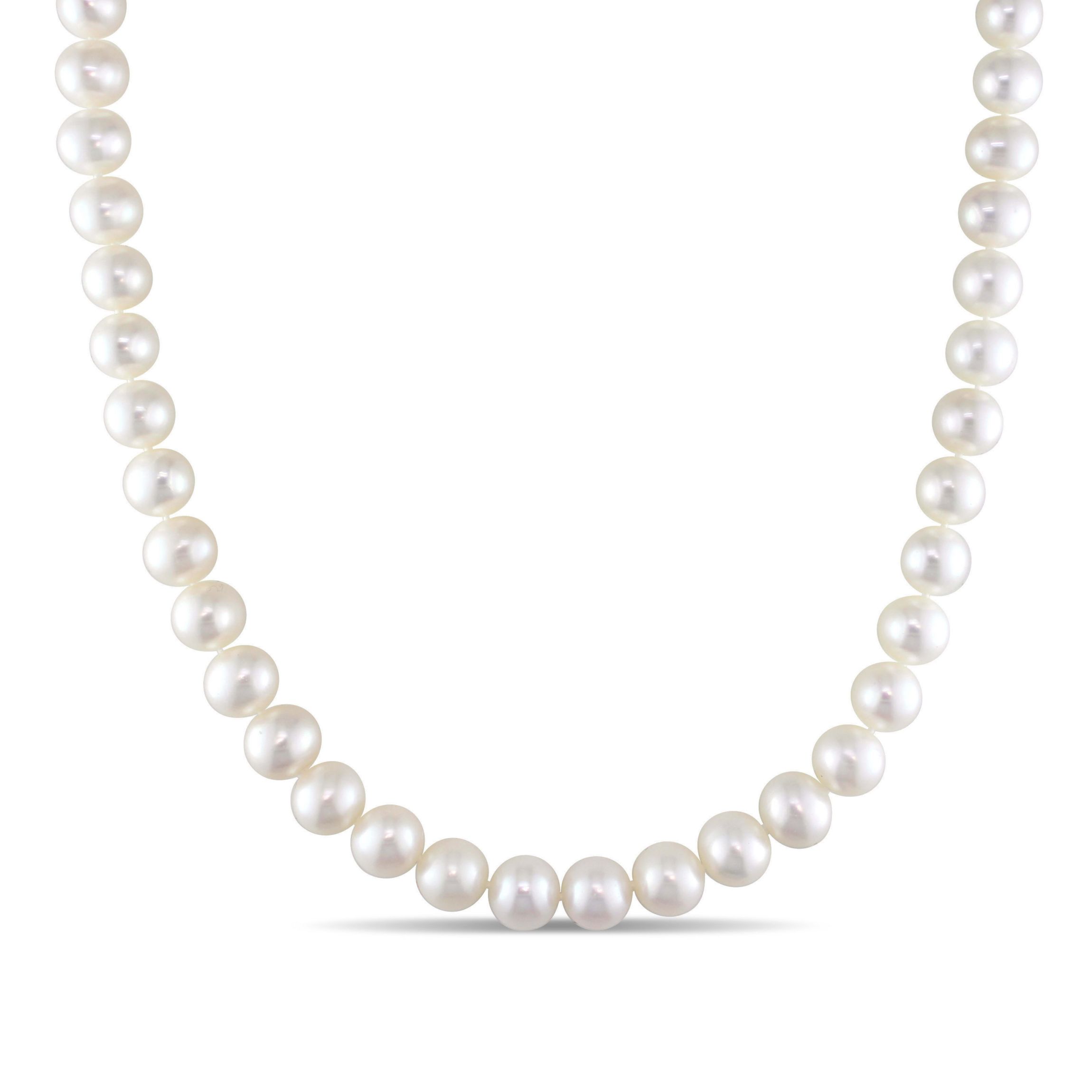 7-7.5mm Freshwater Cultured Pearl Necklace with 14K Yellow Gold Fisheye Clasp