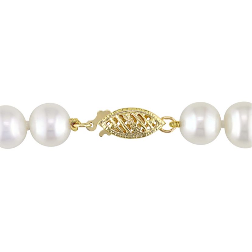 7-7.5mm Freshwater Cultured Pearl Necklace with 14K Yellow Gold Fisheye Clasp