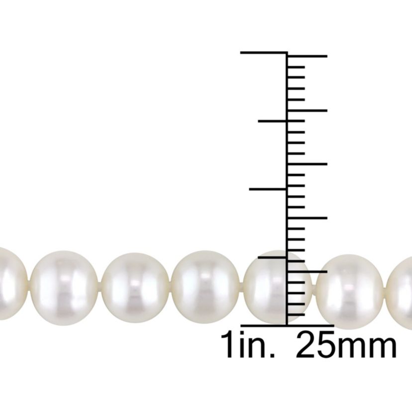 7-7.5mm Freshwater Cultured Pearl Necklace with 14K Yellow Gold Fisheye Clasp