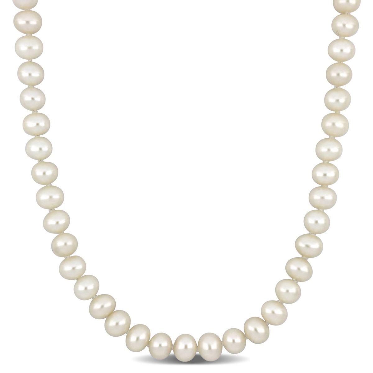 6-6.5mm Freshwater Cultured Pearl Necklace with 14K Yellow Gold Fisheye Clasp