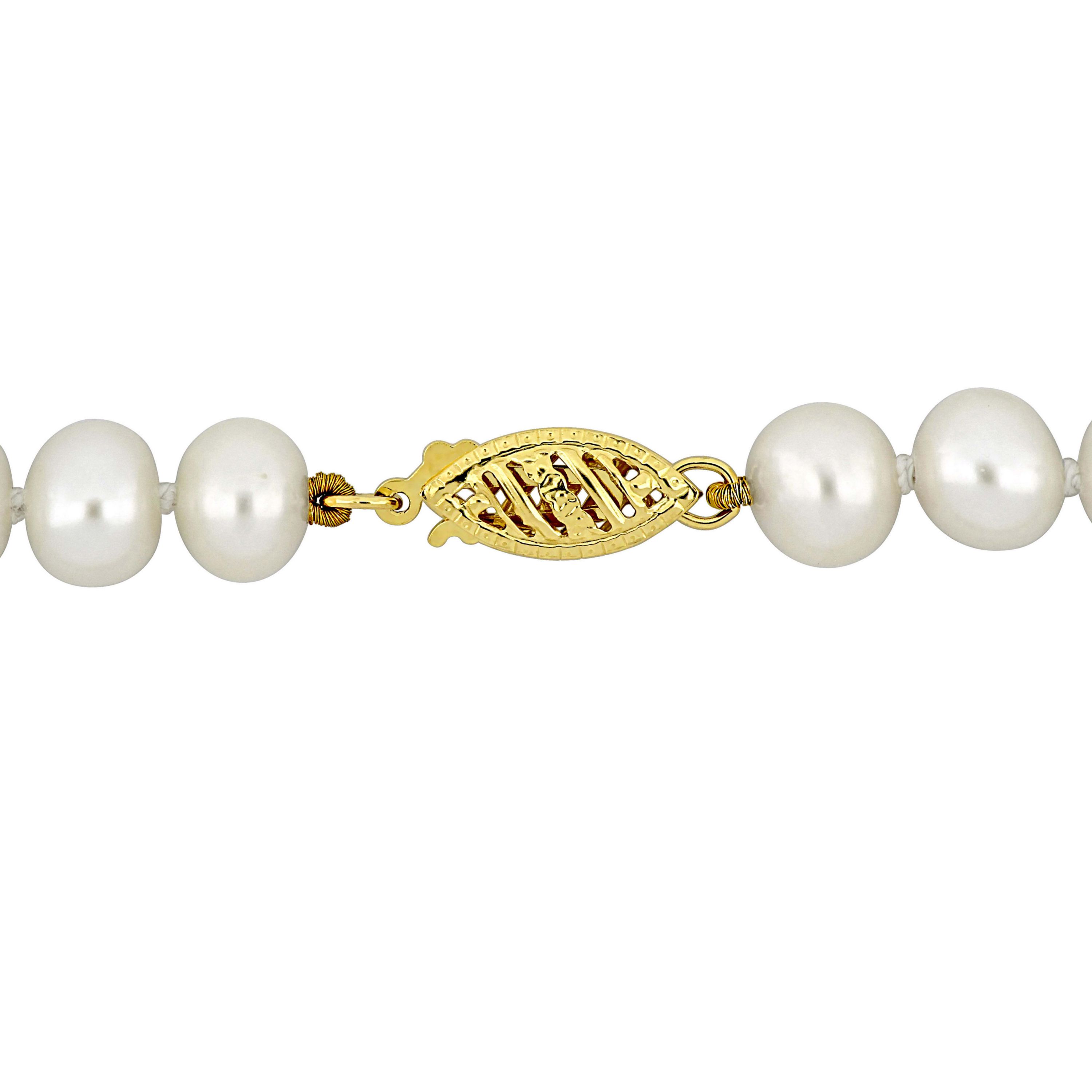 6-6.5mm Freshwater Cultured Pearl Necklace with 14K Yellow Gold Fisheye Clasp