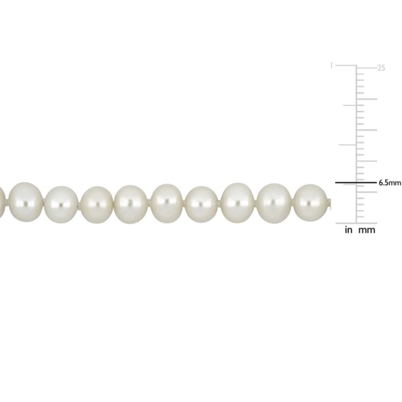 6-6.5mm Freshwater Cultured Pearl Necklace with 14K Yellow Gold Fisheye Clasp