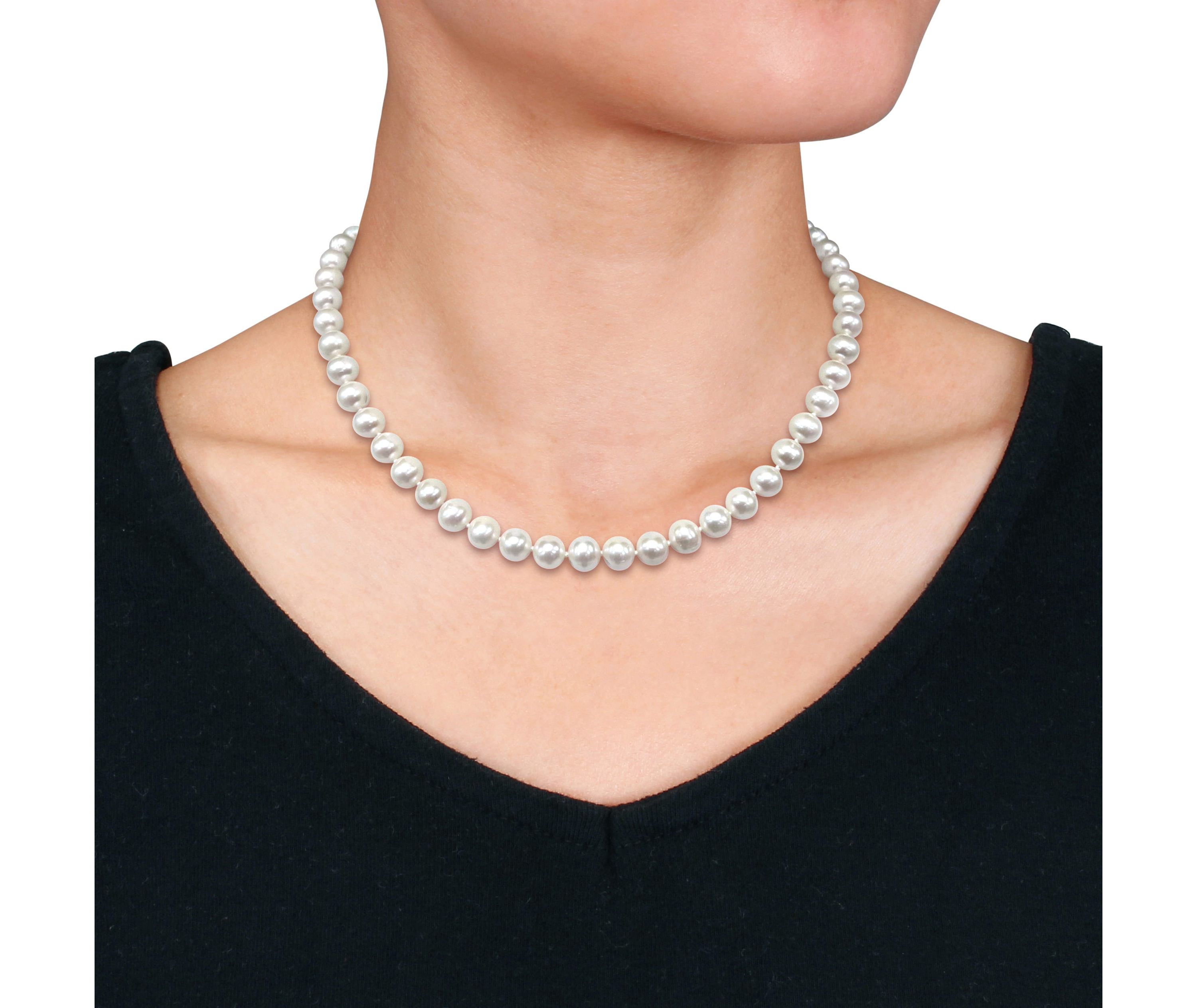 8-8.5mm Freshwater Cultured Pearl Necklace with Silver Ball Clasp