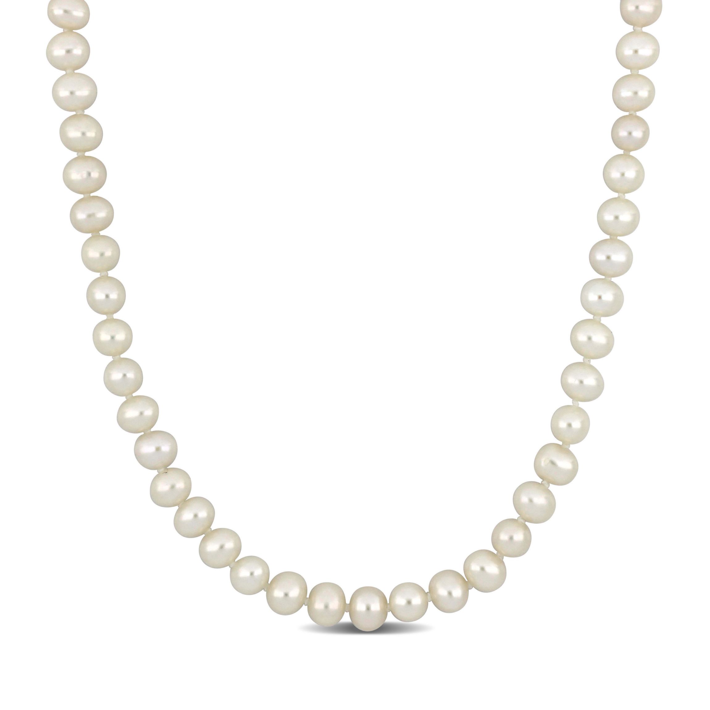 5-5.5mm Freshwater Cultured Pearl Necklace with 14K Yellow Gold Fisheye Clasp