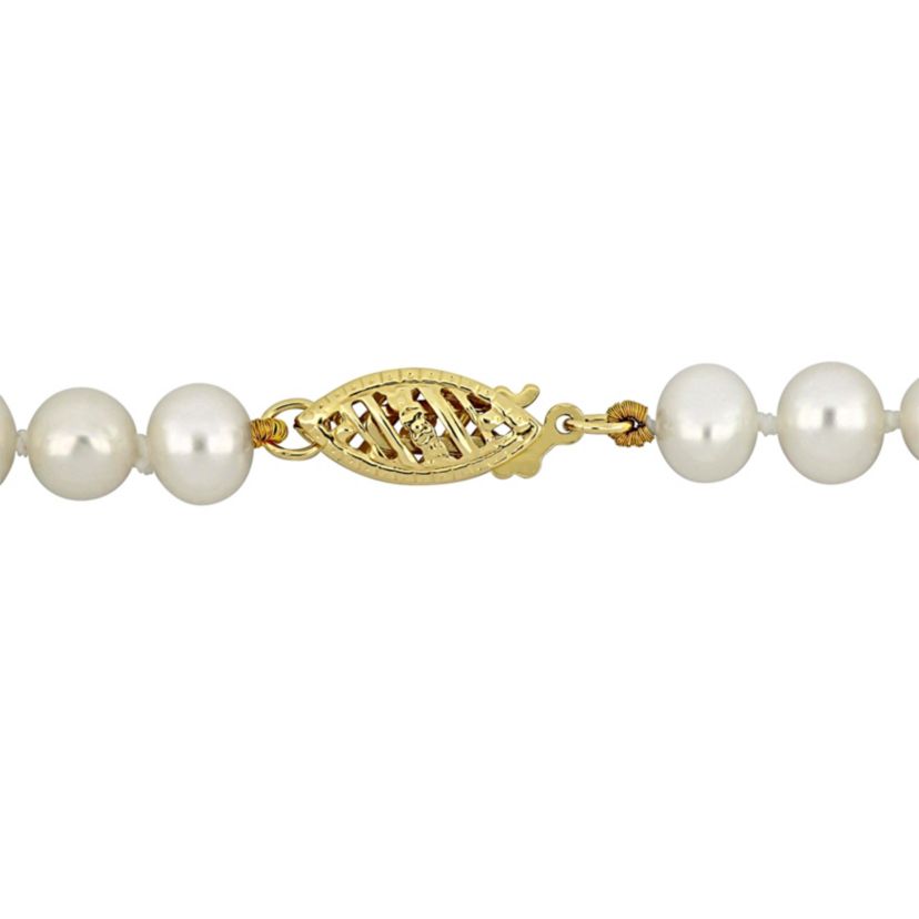 5-5.5mm Freshwater Cultured Pearl Necklace with 14K Yellow Gold Fisheye Clasp