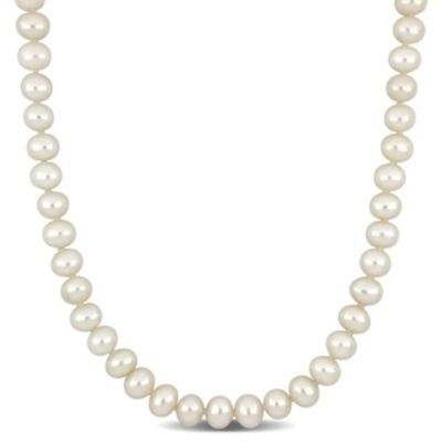 Belk & Co 6-6.5mm Freshwater Cultured Pearl Necklace with 14K Yellow Gold Fisheye Clasp, 18 in