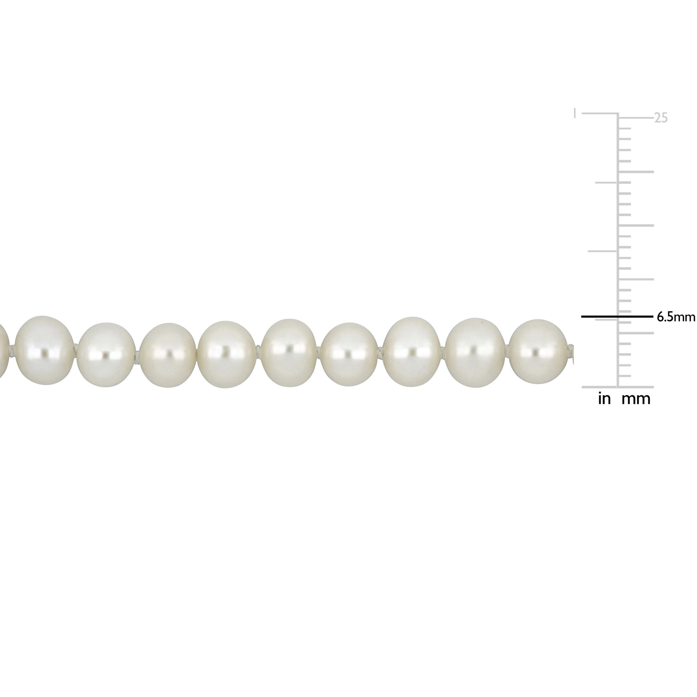 6-6.5mm Freshwater Cultured Pearl Necklace with 14K Yellow Gold Fisheye Clasp