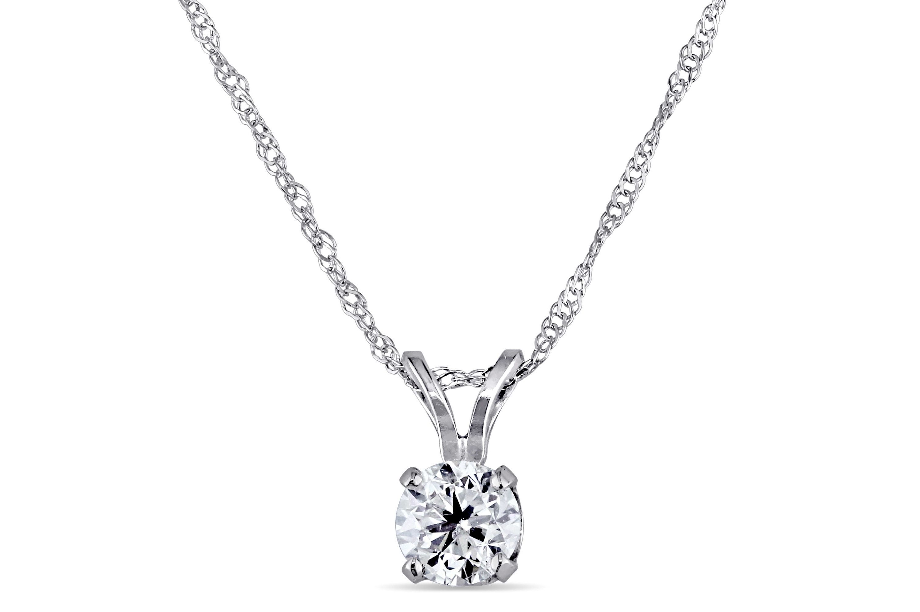1/2 ct. t.w. Diamond Solitaire Pendant with Chain in 14K White Gold