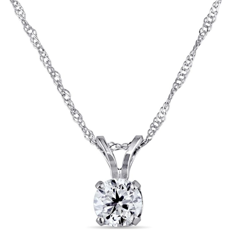 1/2 ct. t.w. Diamond Solitaire Pendant with Chain in 14K White Gold