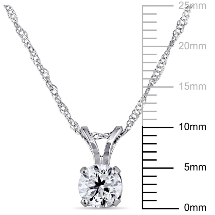 1/2 ct. t.w. Diamond Solitaire Pendant with Chain in 14K White Gold