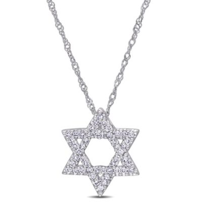 Belk & Co 1/6 ct. t.w. Diamond Star of David Pendant with Chain in 14K White Gold
