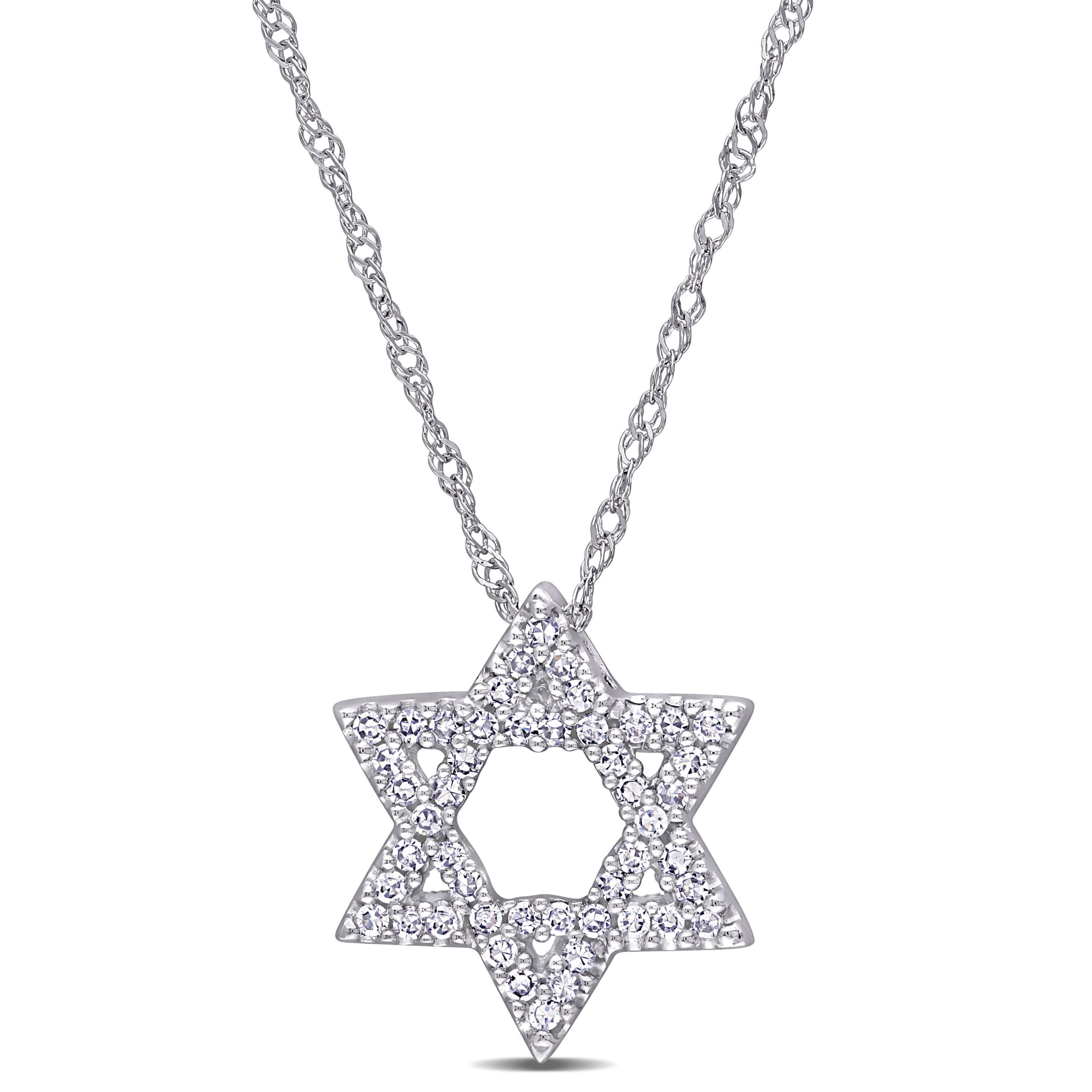 1/6 ct. t.w. Diamond Star of David Pendant with Chain in 14K White Gold