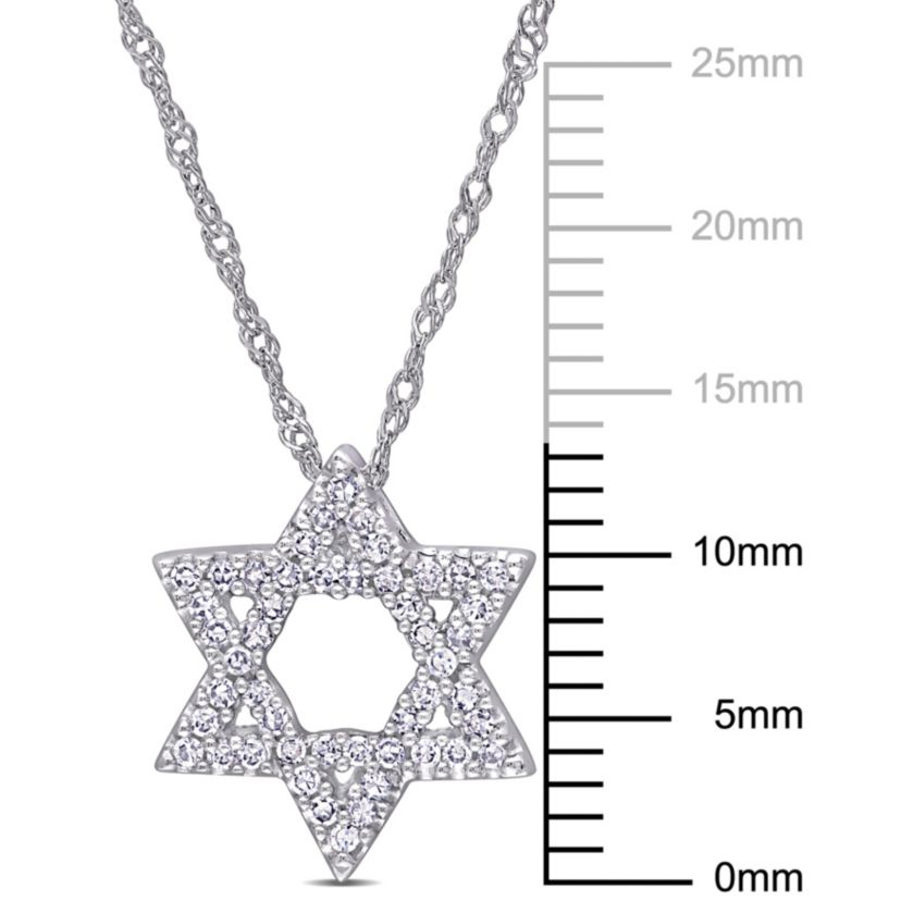 1/6 ct. t.w. Diamond Star of David Pendant with Chain in 14K White Gold