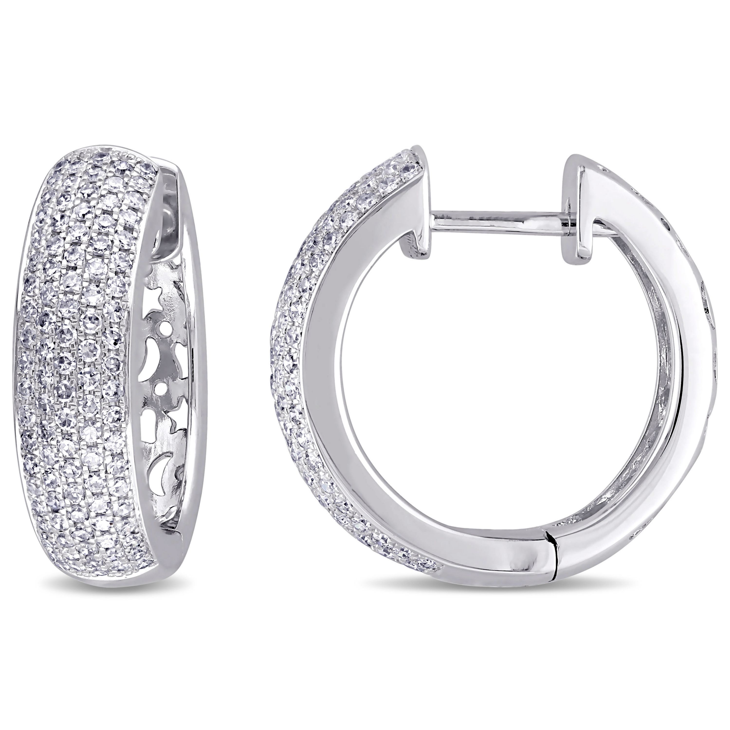 1 ct. t.w. Diamond Hinged Hoop Earrings in 14K White Gold