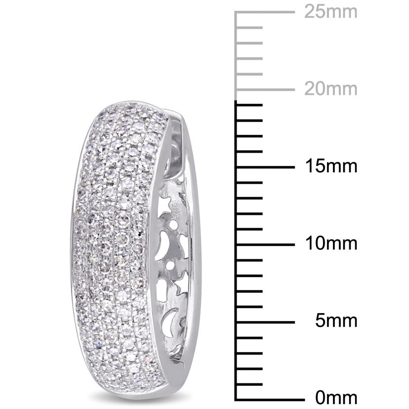 1 ct. t.w. Diamond Hinged Hoop Earrings in 14K White Gold