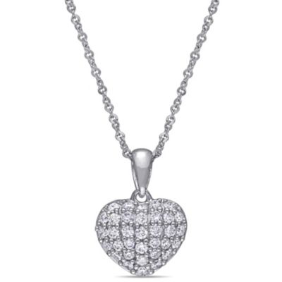 Belk & Co 1/4 ct. t.w. Diamond Heart Pendant with Chain in 14K White Gold -  5400426BLK011090