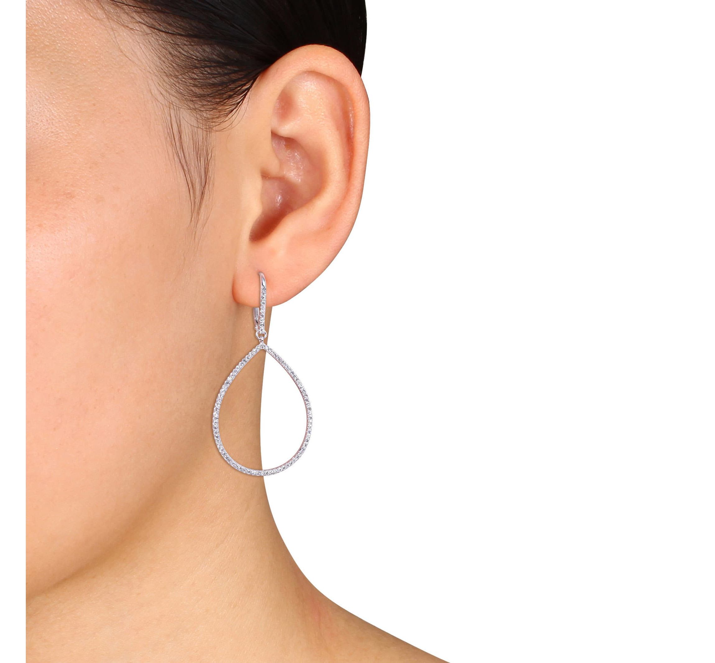 4/5 ct. t.w. Diamond Open Teardrop Dangle Earrings in 14K White Gold