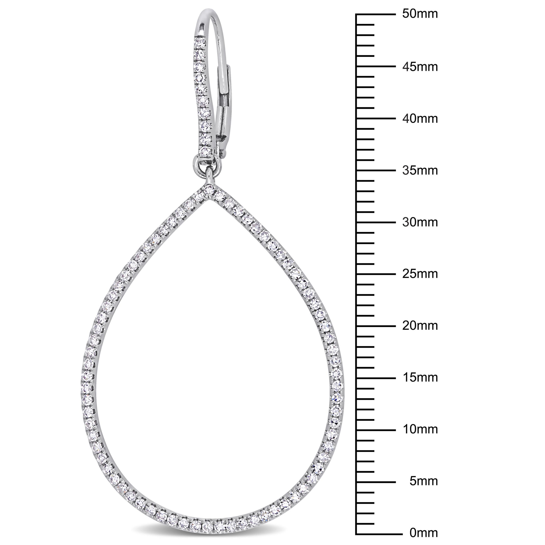 4/5 ct. t.w. Diamond Open Teardrop Dangle Earrings in 14K White Gold