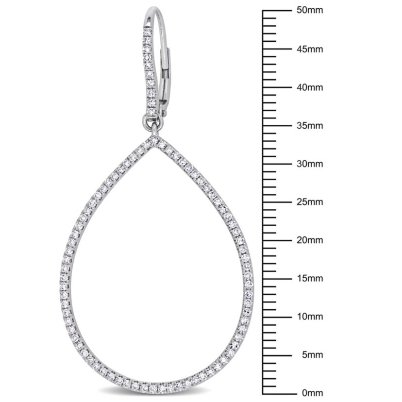 4/5 ct. t.w. Diamond Open Teardrop Dangle Earrings in 14K White Gold