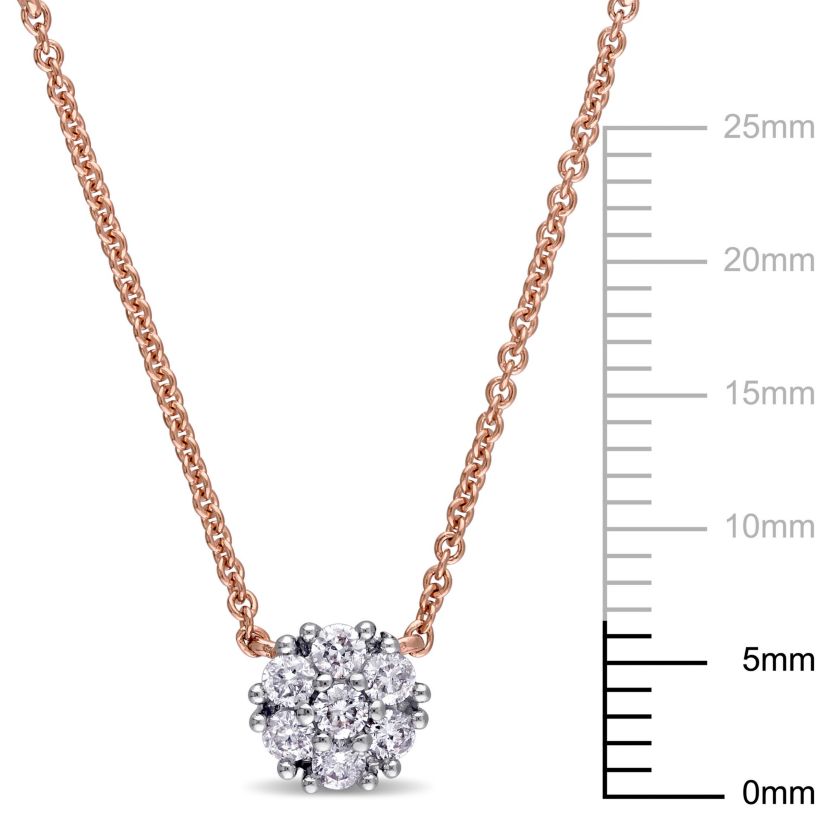 1/3 ct. t.w. Diamond Cluster Necklace in 14K Rose Gold
