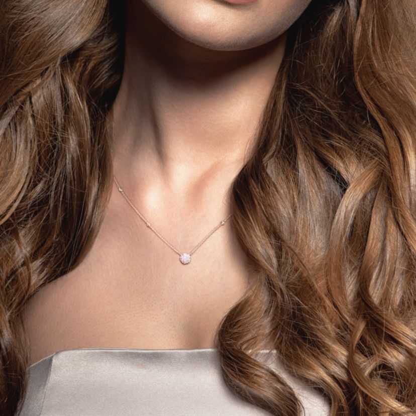 1/3 ct. t.w. Diamond Cluster Necklace in 14K Rose Gold