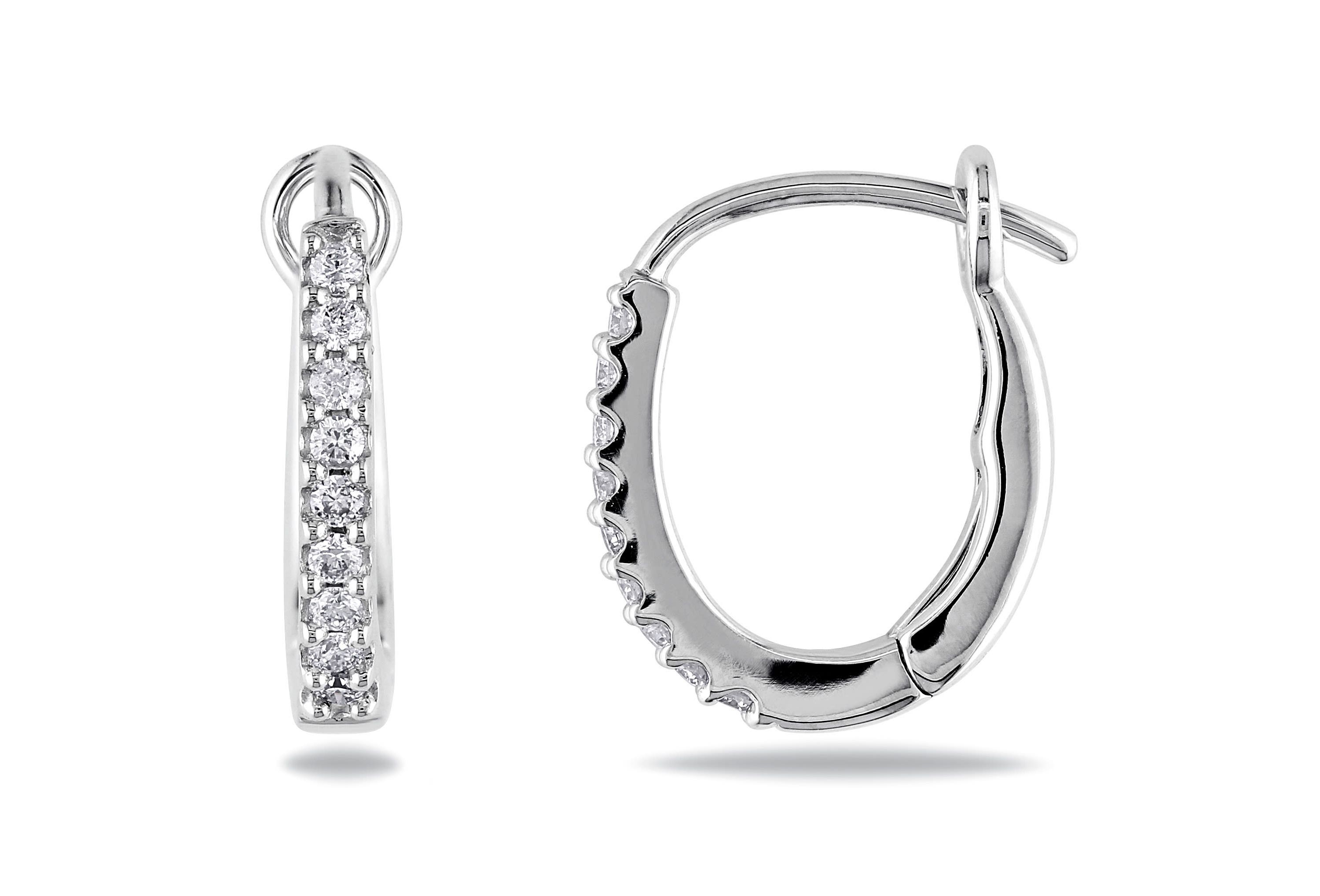 1/7 ct. t.w. Diamond Hoop Earrings in 14K White Gold