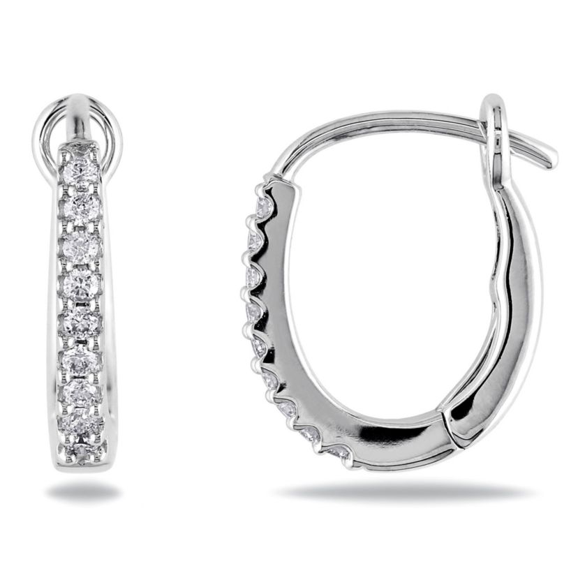 1/7 ct. t.w. Diamond Hoop Earrings in 14K White Gold