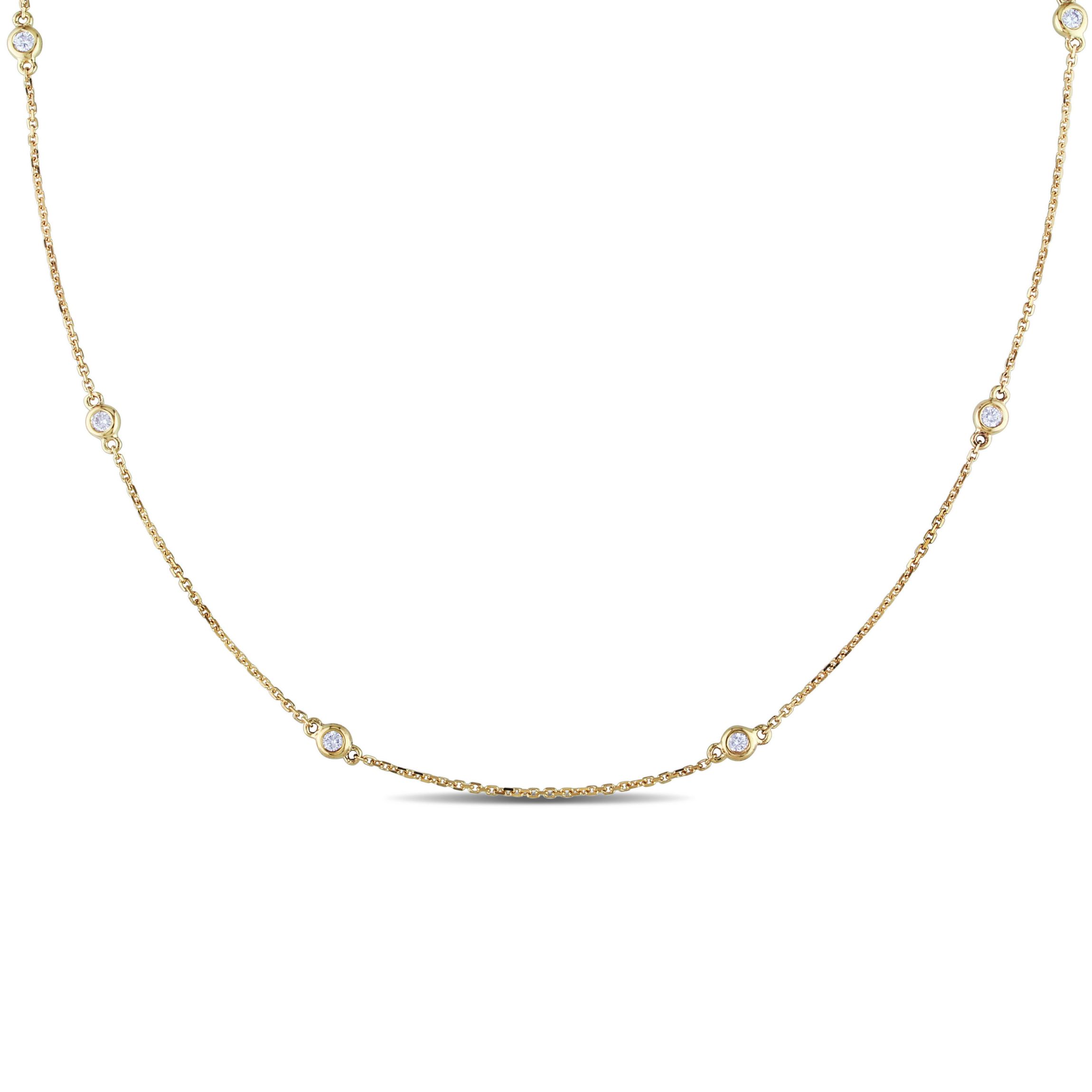 1/4 ct. t.w. Diamond Station Necklace in 14K Yellow Gold