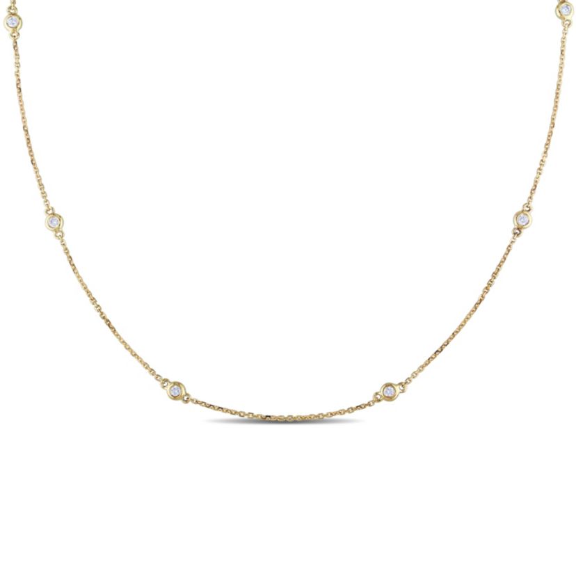 1/4 ct. t.w. Diamond Station Necklace in 14K Yellow Gold