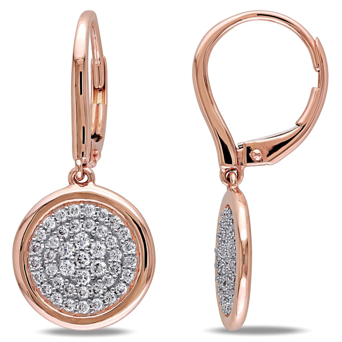 1/2 ct. t.w. Diamond Disc Earrings in 14K Rose Gold