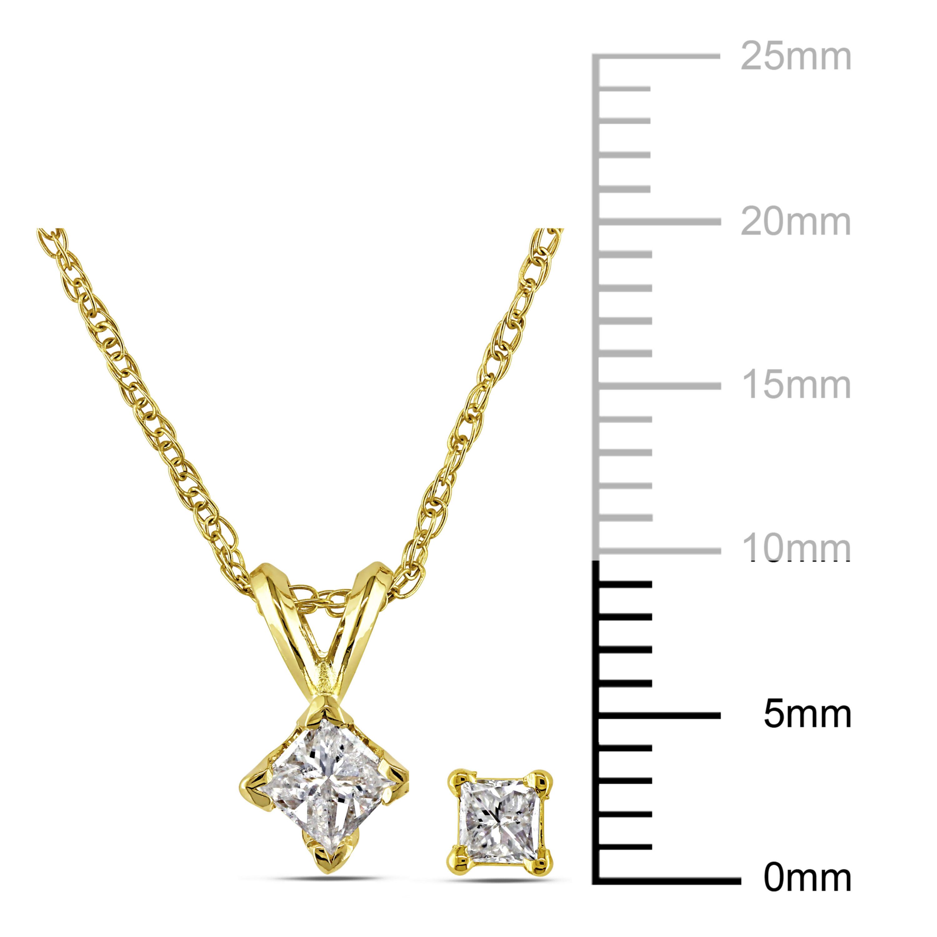 2-Pc Set of 3/8 ct. t.w. Diamond Solitaire Pendant with Chain and Stud Earrings in 14K Yellow Gold